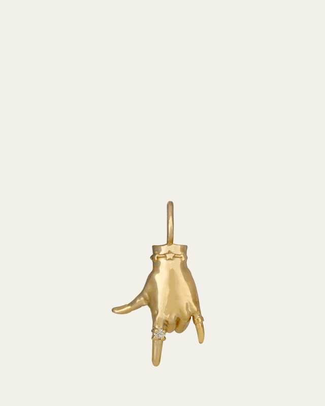 I Love You LadyFinger 14K Yellow Gold Pendant with Diamond